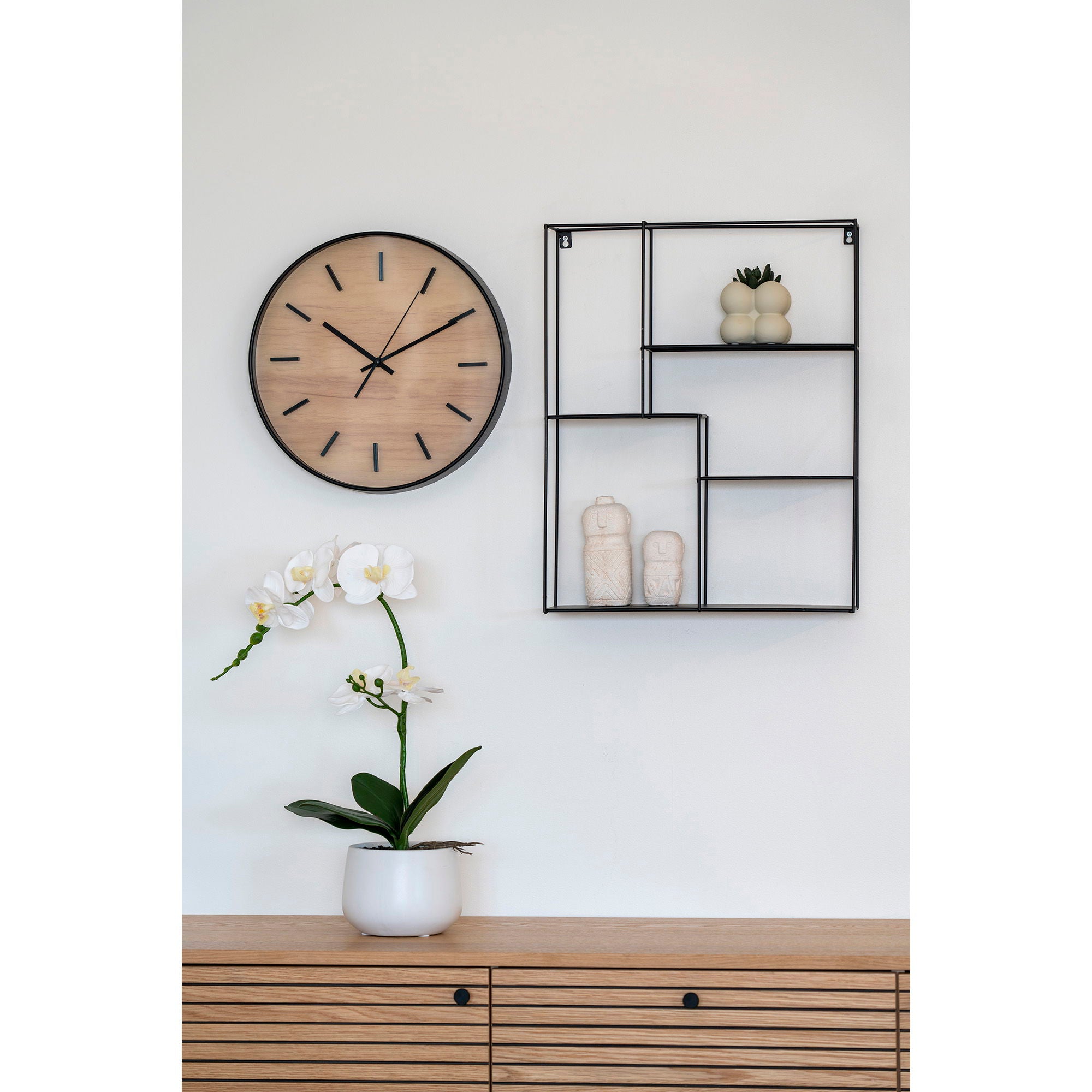 Farbe Camden – Wanduhr, natur/schwarz, Ø35 cm, lautlos, Glas/Kunststoff
